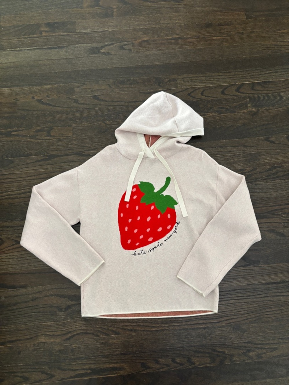 kate spade x Target Soft Pale Pink and Cream Hoodie with Strawberry in Size XS - Picture 2 of 5